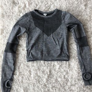 Grey long sleeved workout top